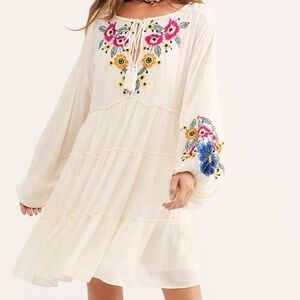Free People Ecru Gauze Spell on You Mini Dress